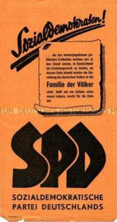Propagandaflugblatt der SPD zum Wiederaufbau nach dem Zweiten Weltkrieg