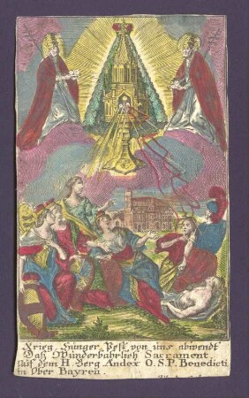 Darstellung der Monstranz mit den drei Hostien der Klosterkirche (kleines Andachtsbild)