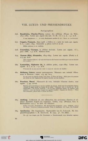 VIII. Luxus- und Pressendrucke (Nr. 676-847)