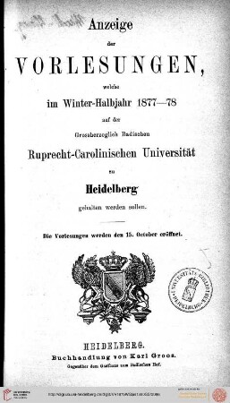 Wintersemester 1877/1878
