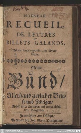 Nouveau recueil de lettres et billets galands