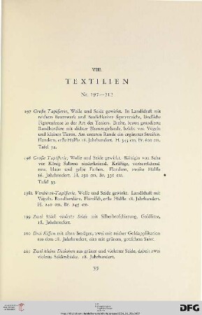 VIII. Textilien (Nr. 197-212)