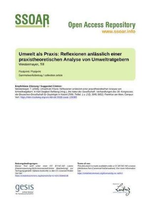 Umwelt als Praxis: Reflexionen anlässlich einer praxistheoretischen Analyse von Umweltratgebern