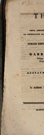 Theses, quas .. Stipendiariis publice Disputandi materiam ?? exhibet Gabr. Geitlin : resp. Gahl. ?? ??