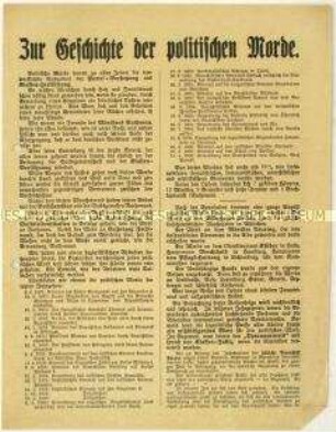 Flugblatt zur Geschichte politischer Morde anlässlich der Ermordung von Walther Rathenau