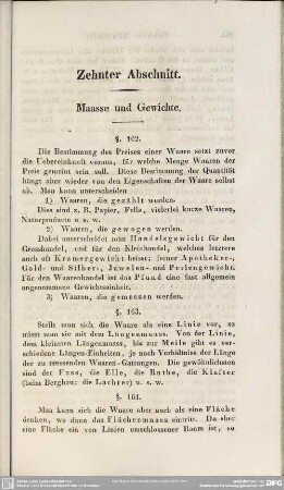 Zehnter Abschnitt. Maasse und Gewichte