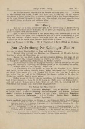 12 Zur Verbreitung der Tübinger Blätter