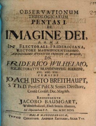 Observationum theologicarum pentasi de imagine dei