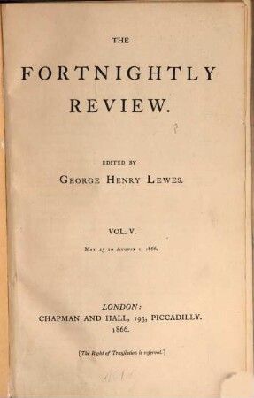 The fortnightly review. 5. 1866