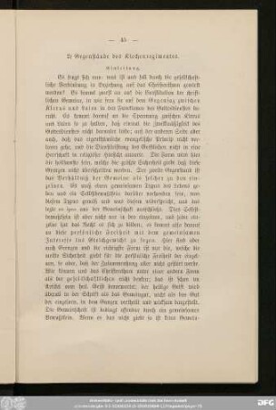 2) Gegenstände des Kirchenregiments.