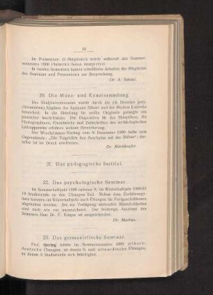 20. Die Münz- und Kunstsammlung.