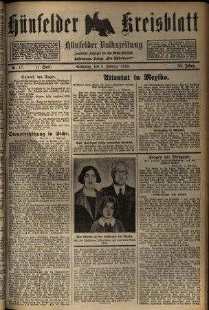 Erste Ausgabe vom Samstag, den 08. Februar 1930.