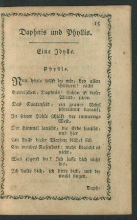 Daphnis und Phyllis. Eine Idylle.