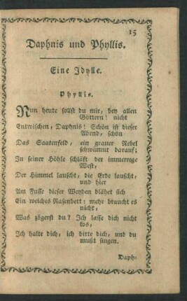 Daphnis und Phyllis. Eine Idylle.