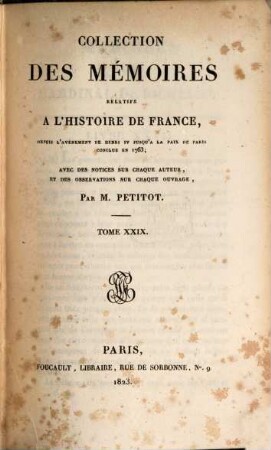 Collection des mémoires relatifs à l'histoire de France, 29. Mémoires de Richelieu, Tome IX