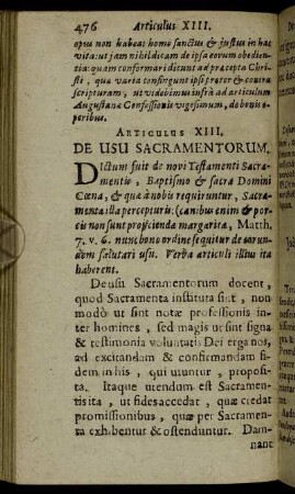 Articulus XIII. De Usu Sacramentorum.