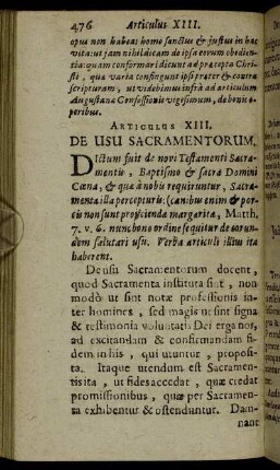 Articulus XIII. De Usu Sacramentorum.