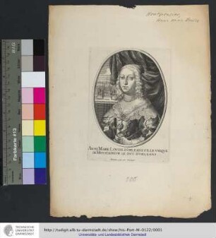 Anne Marie Lovise D'Orleans Fille Vniqve De Monseignevr Le Dvc D'Orleans