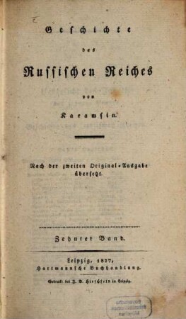 Karamsin's Geschichte des Russischen Reiches, 10