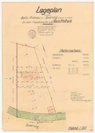 Garten Keilhack, Berlin-Frohnau: Lageplan Vermessungskarte 1:250