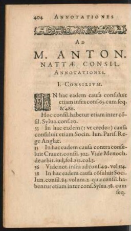 Ad M. Anton. Nattae Consil. Annotationes.
