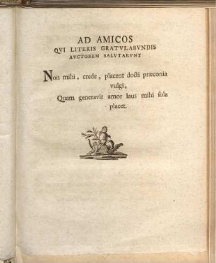 Ad Amicos Qui Literis Gratulabundis Auctorem Salutarunt.