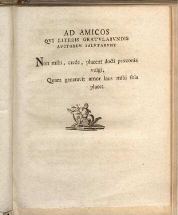 Ad Amicos Qui Literis Gratulabundis Auctorem Salutarunt.