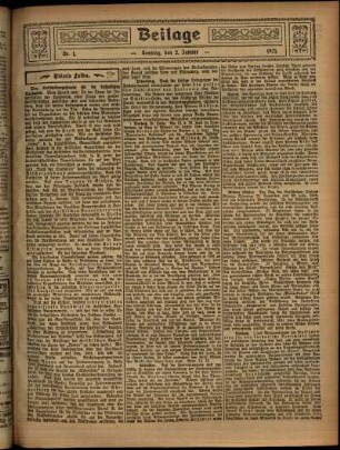 Zweite Ausgabe vom Sonntag, den 02. Januar 1921.