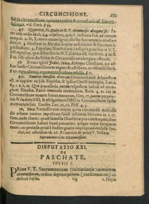 Disputatio XXI. De Paschate.