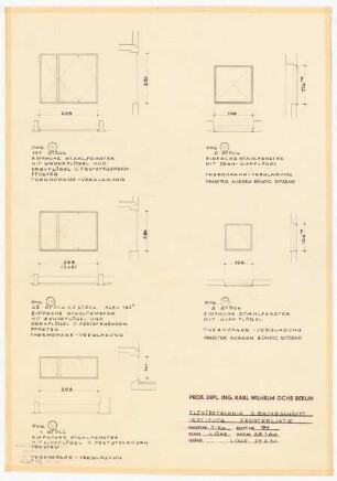 Technische Universität Berlin Elektrotechnische Institute, 2. Bauabschnitt: Fensterliste 1:50