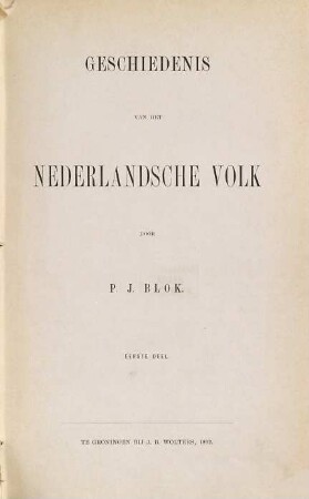 Geschiedenis van het Nederlandsche Volk, Eerste Deel