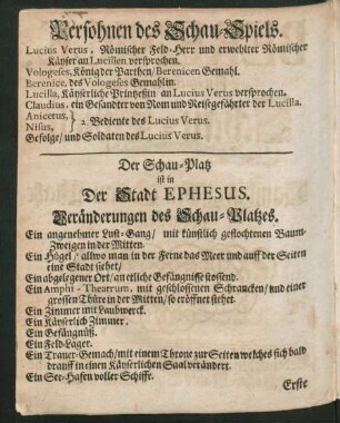 Persohnen des Schau-Spiels.