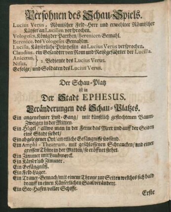 Persohnen des Schau-Spiels.