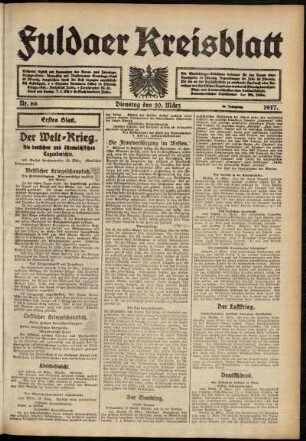 Erste Ausgabe vom Dienstag, den 20. März 1917.