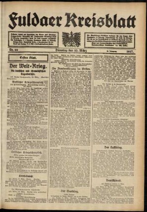 Erste Ausgabe vom Dienstag, den 20. März 1917.