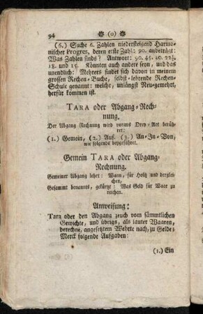 Tara oder Abgang-Rechnung.