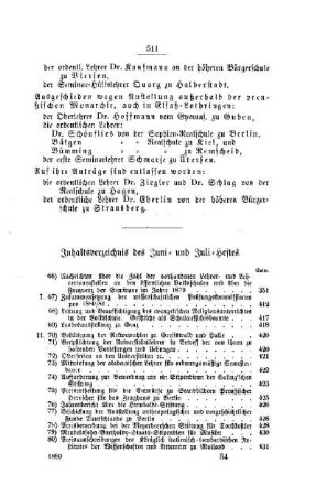 Inhaltsverzeichnis des Juni- und Juli-Heftes