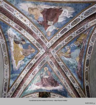 Innendekoration der Kirche San Michele Arcangelo : Gewölbekappen mit den Vier Evangelisten
