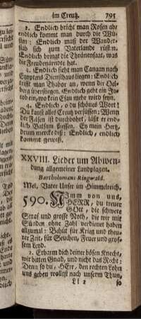 XXVIII. Lieder um Abwendung allgemeiner Landplagen.