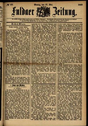 Erste Ausgabe vom Montag, den 27. Mai 1889.