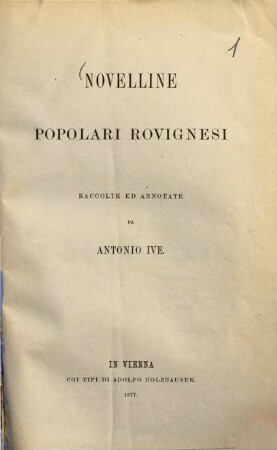Novelline popolari rovignesi : Raccolte ed annotate da Antonio Ive