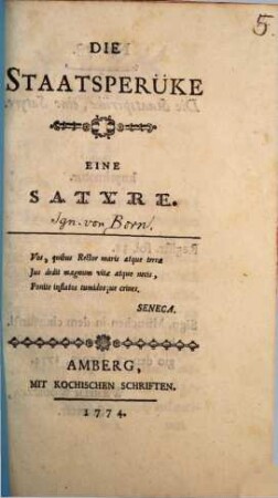 Die Staatsperüke : Eine Satyre