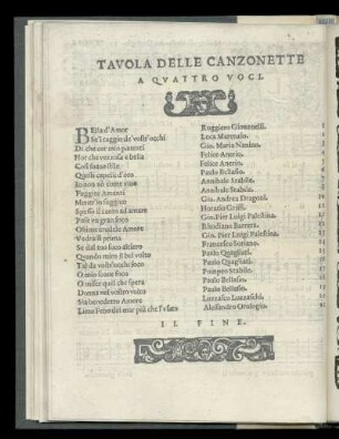 Tavola delle canzonette