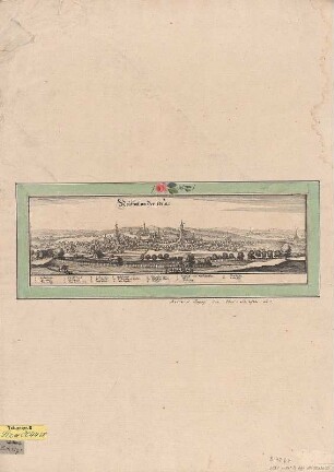 Ansicht der Stadt Neustadt an der Orla, Kupferst., um 1650 : Neustatt an der Orla / [Stecher und Hrsg.: Matthäus Merian d. Ältere]. - [Frankfurt] : [Matthäus Merian d. Ä.] , [1650]. - 1 Kunstbl. : Kupferst. ; 32 x 9 cm