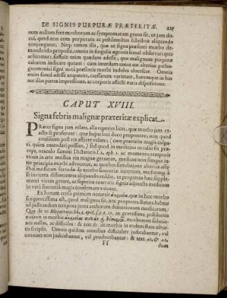 Caput XVIII. Signa febris malignæ præteritæ explicat.