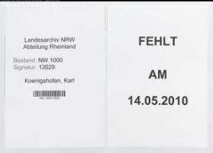 Entnazifizierung Karl Koenigshofen, geb. 22.12.1906 (Finanzangestellter)