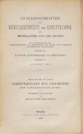 Schriftquellen zur Geschichte der karolingischen Kunst