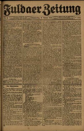 Ausgabe vom Donnerstag, den 15. Januar 1920.