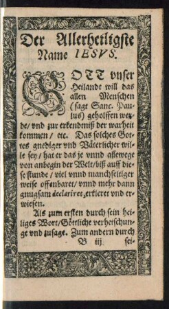 Der Allerheiligste Name Iesus.
