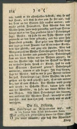 Die 62. Historia. Wie Eulenspiegel ein Brillenmacher war, und in den Landen keine Arbeit überkommen konnt
